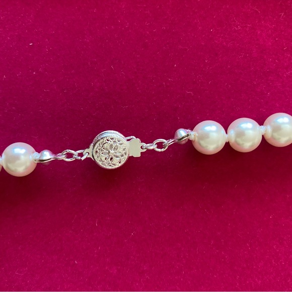 Long Single Strand Necklaces | Faux Pearl & Silver Clasp | Size 29" - Picture 4 of 4